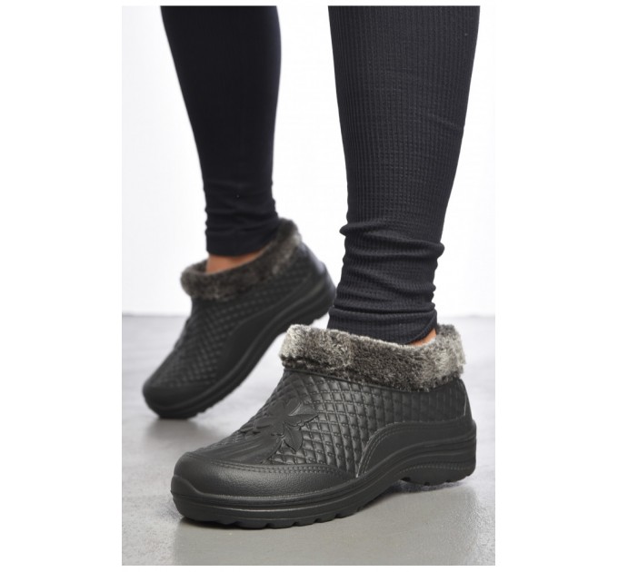 Калоші жіночі на хутрі чорного кольору 188971L