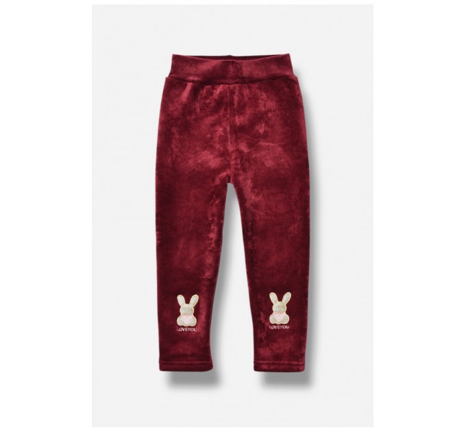 Лосіни дитячі для дівчинки на хутрі бордового кольору 189217L