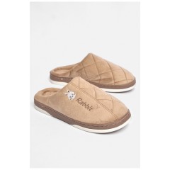 Тапочки комнатные мужские коричневого цвета на меху 189320L