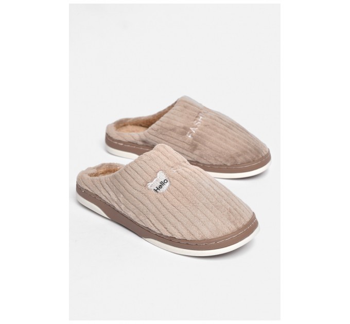 Тапочки комнатные мужские коричневого цвета на меху 189321L