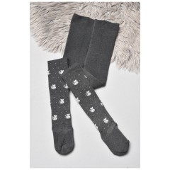 Колготы детские махровые для девочки темно-серого цвета 189596L