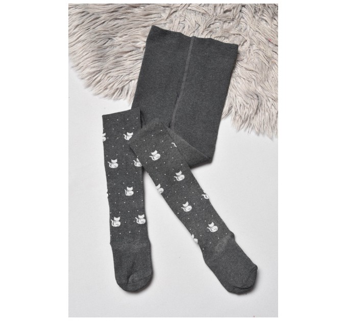 Колготы детские махровые для девочки темно-серого цвета 189596L