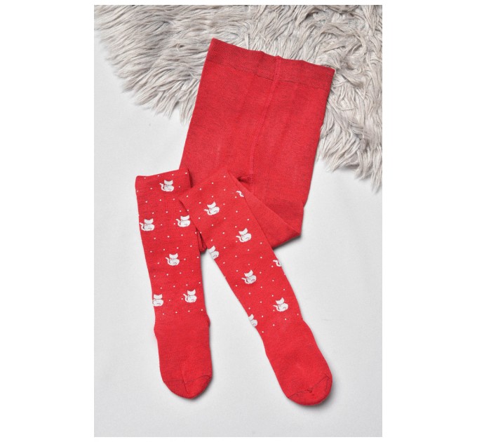 Колготи дитячі махрові для дівчинки бордового кольору 189597L