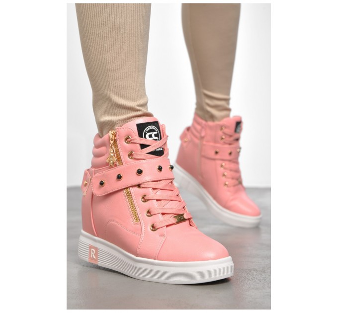 Черевики жіночі зимові на хурті рожевого кольору 189770L