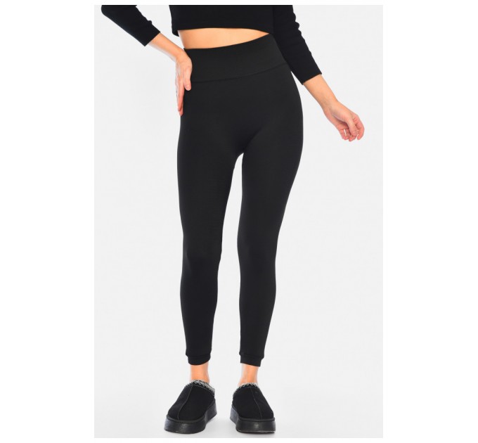 Лосини жіночі на штучному хутрі чорного кольору 189834L