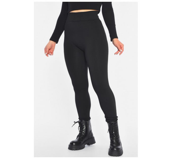 Лосини жіночі на штучному хутрі чорного кольору 189835L