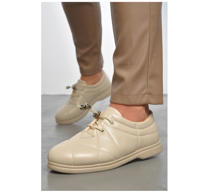 Туфлі жіночі світло-бежевого кольору на шнурівці 189863L