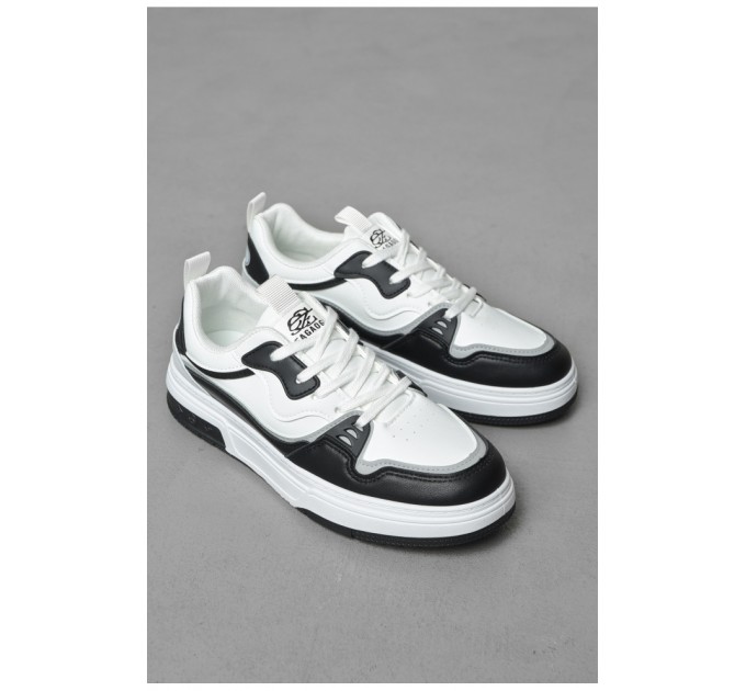 Кросівки чоловічі чорно-білого кольору на шнурівці 189894L