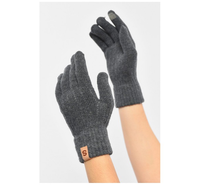 Рукавички жіночі темно-сірого кольору утеплені 189987L