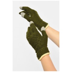 Перчатки женские сенсорные цвета утепленные хаки 189998L Перчатки женские сенсорные цвета утепленные хаки 189998L