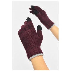 Перчатки женские сенсорные бордового цвета 190014L Перчатки женские сенсорные бордового цвета 190014L