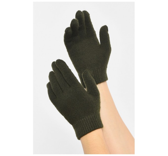 Рукавички жіночі кольору хакі утеплені 190033L