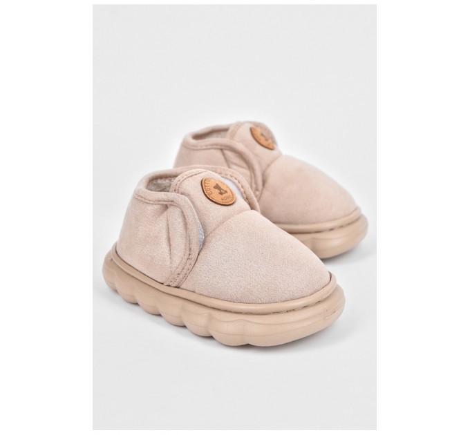 Тапочки детские бежевого цвета на меху 190098L