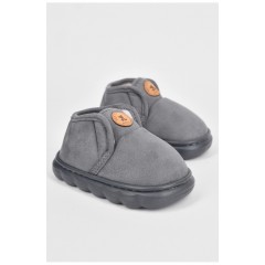 Тапочки детские серого цвета на меху 190099L