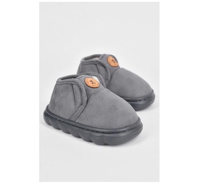 Тапочки детские серого цвета на меху 190099L