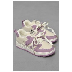 Кроссовки детские сиреневого цвета на шнуровке 190142L