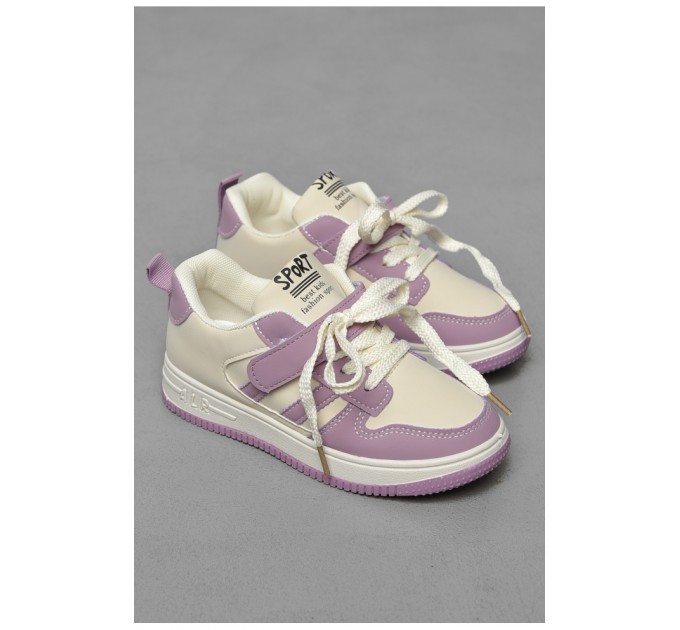 Кроссовки детские сиреневого цвета на шнуровке 190142L