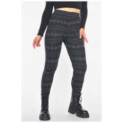 Лосини жіночі напівбатальні на флісі чорного кольору з малюнком 190477L
