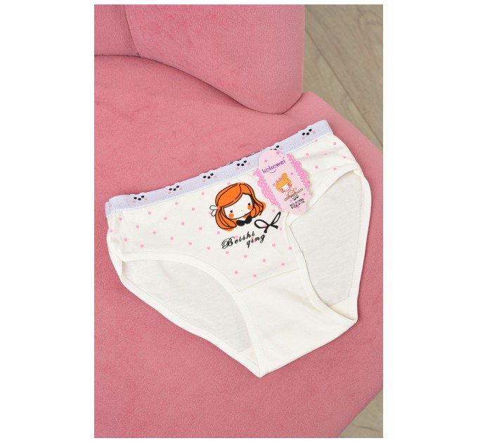 Трусики дитячі для дівчинки білого кольору з малюнком 190725L