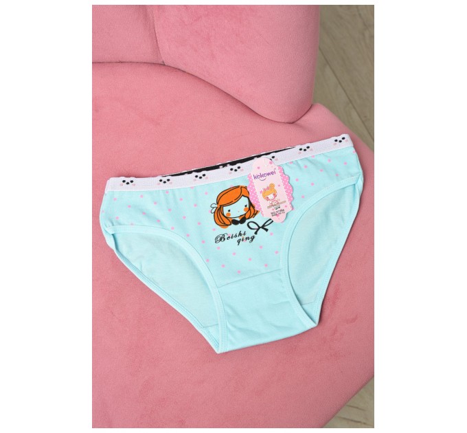 Трусики дитячі для дівчинки блакитного кольору з малюнком 190726L