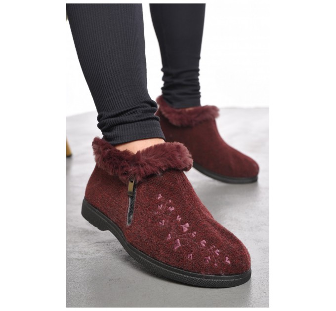 Бурки жіночі на хутрі бордового кольору 190859L