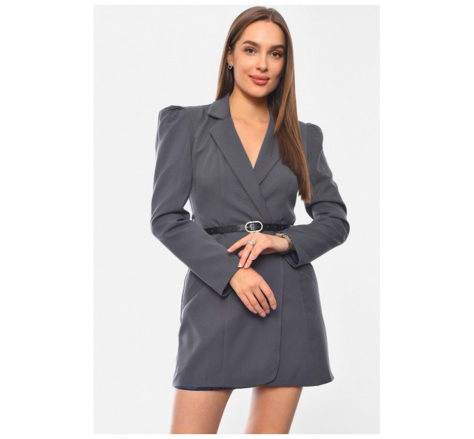 Сукня-піджак жіноча однотонна сірого кольору 191011L