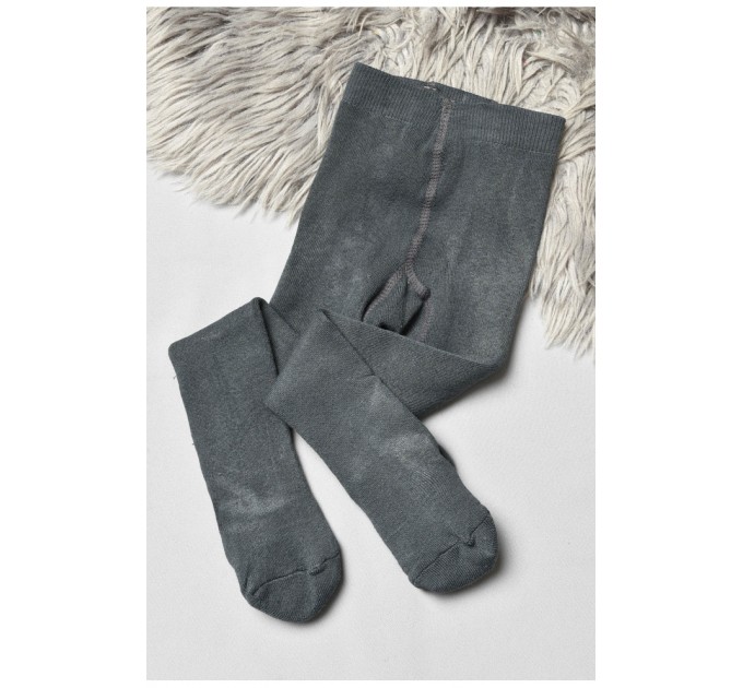 Колготы детские махровые для мальчика однотонные темно-серого цвета 191663L