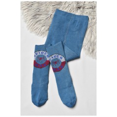 Колготы детские махровые для мальчика синего цвета с рисунком 191669L.