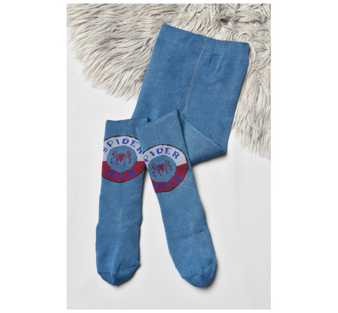 Колготы детские махровые для мальчика синего цвета с рисунком 191669L.