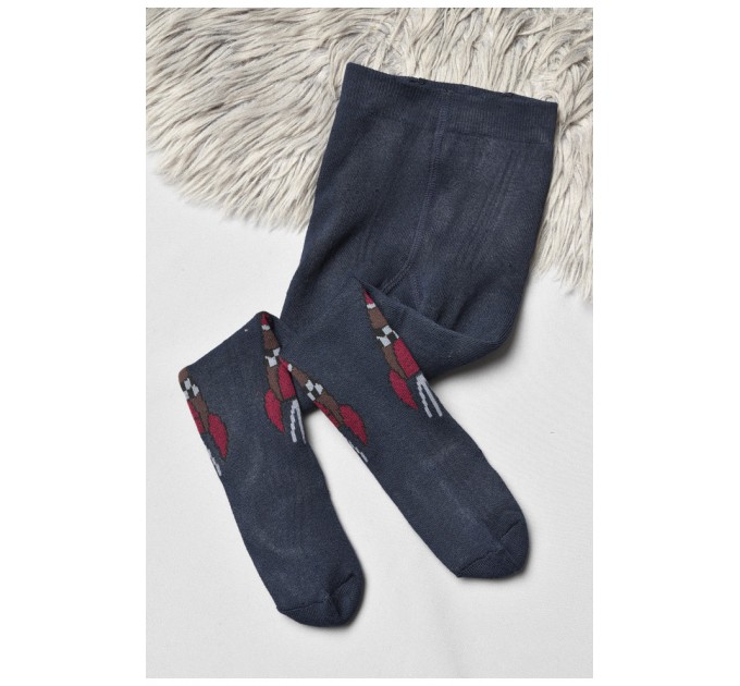 Колготи дитячі махрові для хлопчика темно-синього кольору з малюнком 191746L