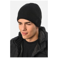 Мужская шапка на флисе черного цвета 191800L