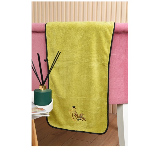 Рушник кухонний мікрофібра салатового кольору розмір 35*70 см 191845L