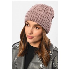 Шапка женская зимняя на флисе однотонная темно-розового цвета 192012L