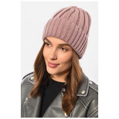 Шапка женская зимняя на флисе однотонная темно-розового цвета 192028L