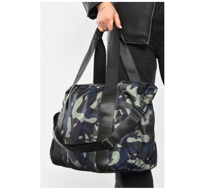 Сумка жіноча текстильна зеленого кольору з камуфляжним принтом 192087L