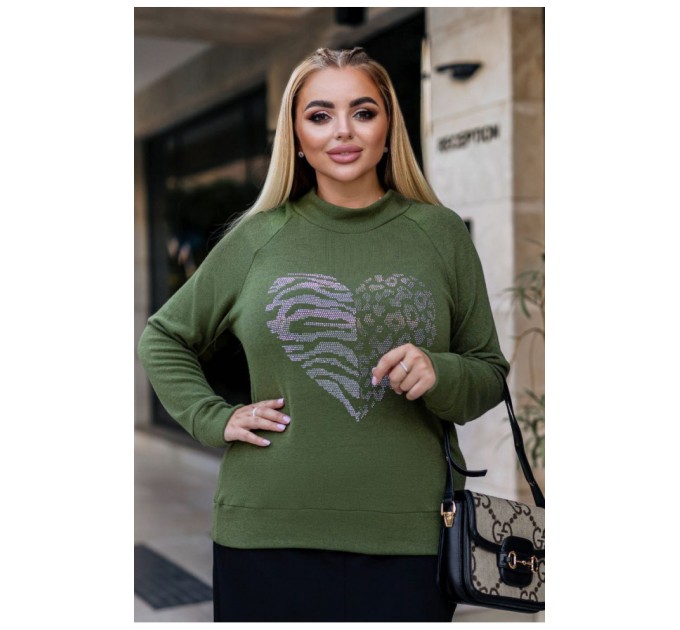 Светр жіночий оливкового кольору 192544L
