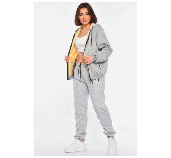 Спортивний костюм жіночий на євро хутрі сірого кольору 192616L