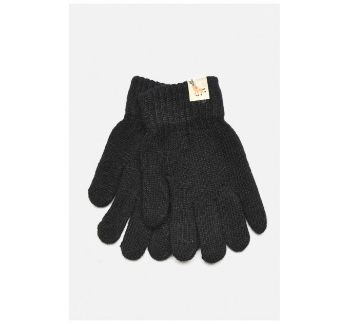 Рукавички дитячі з начісом однотонні чорного кольору 192692L