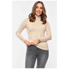 Гольф жіночий однотонний бежевого кольору 192735L