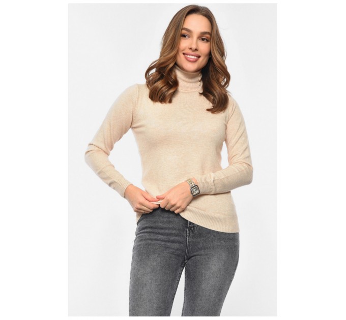 Гольф жіночий однотонний бежевого кольору 192735L