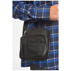 Сумка чоловіча через плече з екошкіри чорного кольору 192820L