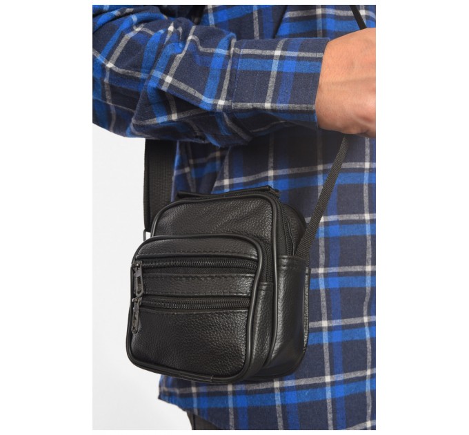 Сумка чоловіча через плече з екошкіри чорного кольору 192829L