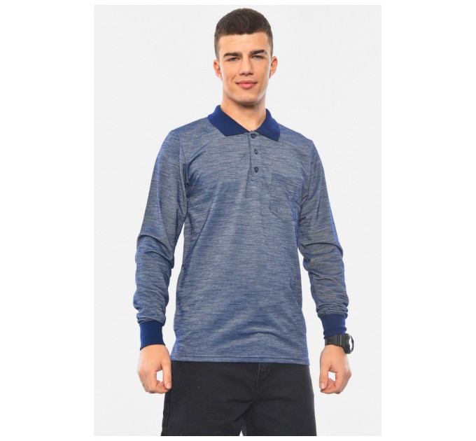 Кофта поло чоловіча напівбатальна темно-синього кольору 193068L