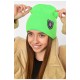 Шапка зимова підліткова з нашивкою салатового кольору 193237L