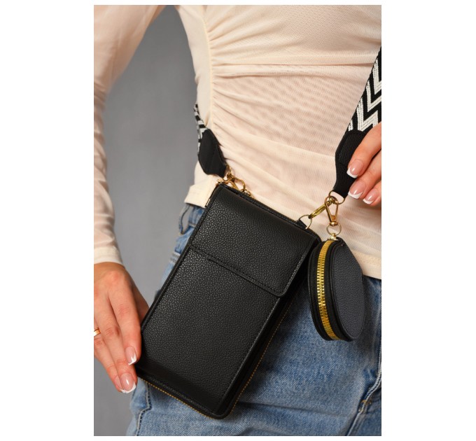 Клатч жіночий з екошкіри чорного кольору 193575L