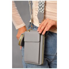 Клатч жіночий з екошкіри сірого кольору 193576L