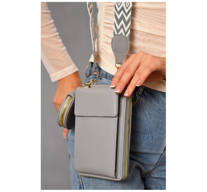 Женский клатч из экокожи серого цвета 193576L