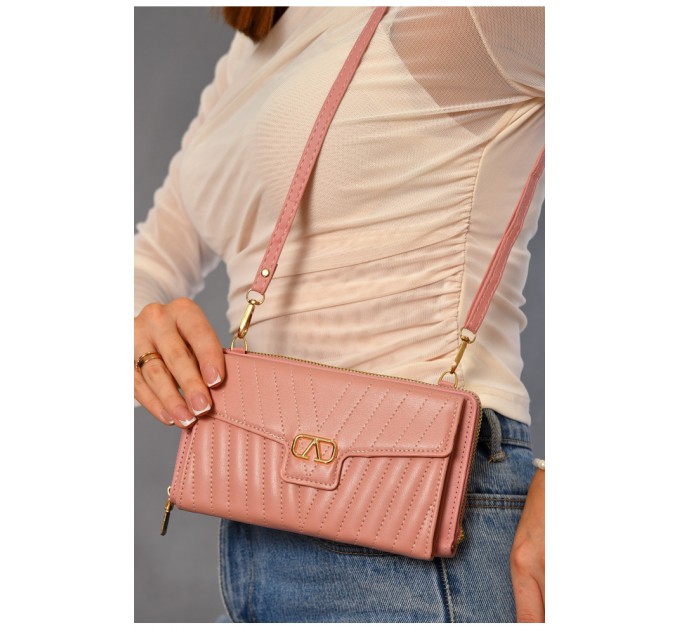 Женский клатч из экокожи розового цвета 193577L