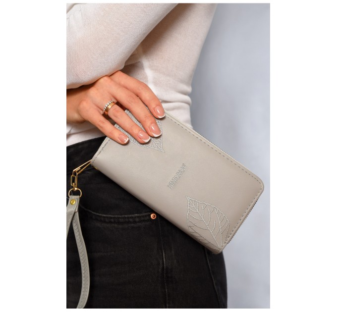 Гаманець жіночий з екошкіри сірого кольору 193624L