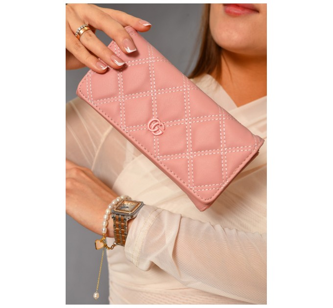 Гаманець жіночий з екошкіри рожевого кольору 193639L